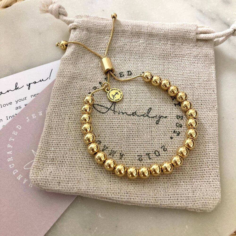 24k Gold Filled Pearl Adjustable Bracelet - Picture 3 of 3